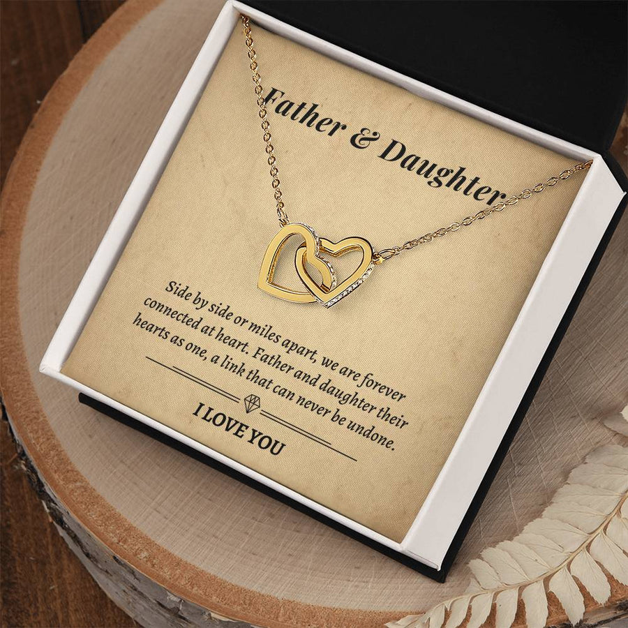 Forever Connected at Heart 18K Rose Gold Interlocking Hearts Necklace Jewelry Special Gift for Daughter Birthday from Dad