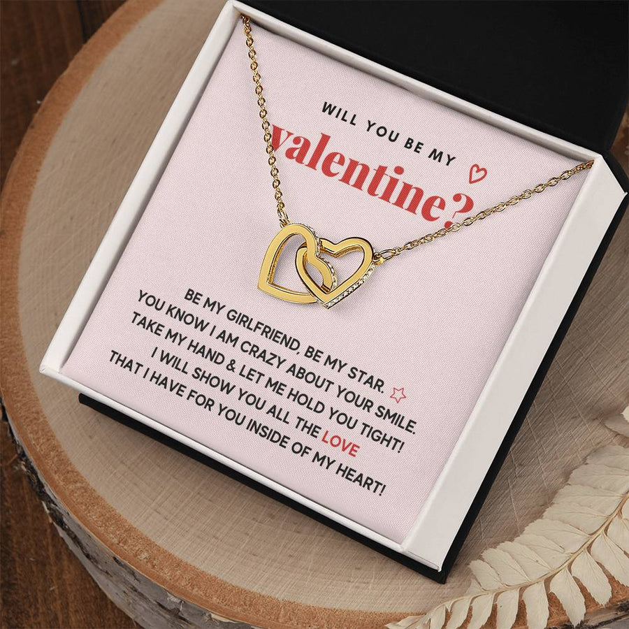You Know I Am Crazy About Your Smile 18K Rose Gold Interlocking Hearts Necklace Jewelry Romantic Gift for Girlfriend Valentine