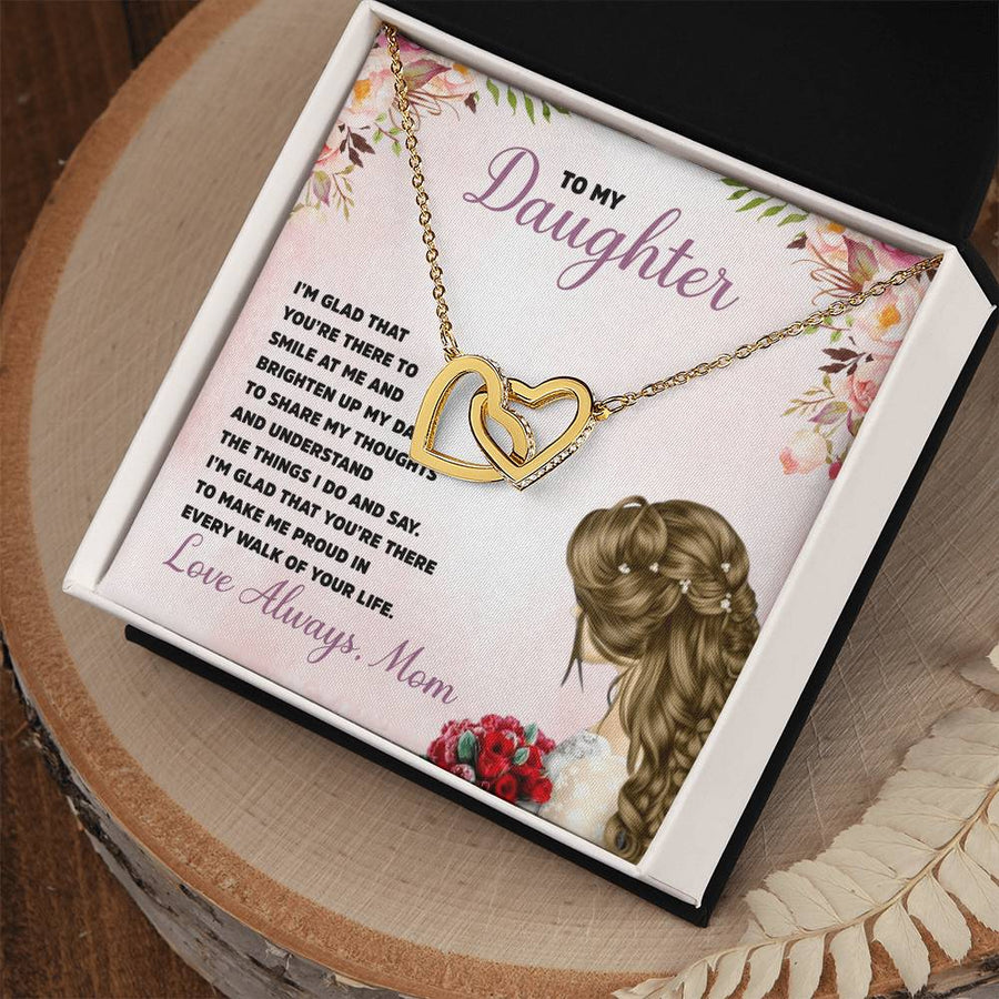 Smile At Me And Brighten Up My Day 18K Rose Gold Interlocking Hearts Necklace Jewelry – Beautiful Gift for Daughter from Mom