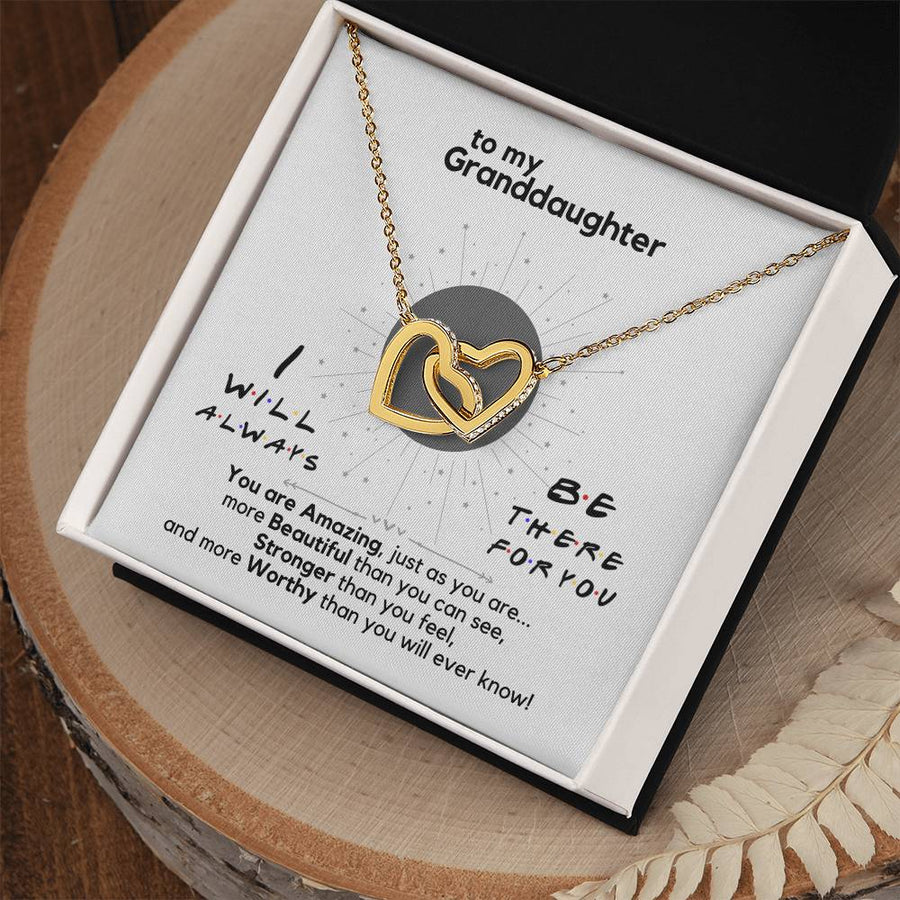 You Are Amazing Just As You Are 18K Rose Gold Interlocking Hearts Necklace Jewelry Perfect Gift for Granddaughter Birthday