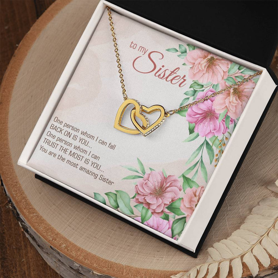 You Are The Most Amazing Sister 18K Rose Gold Interlocking Hearts Necklace Jewelry Unique Birthday Gift for Sister