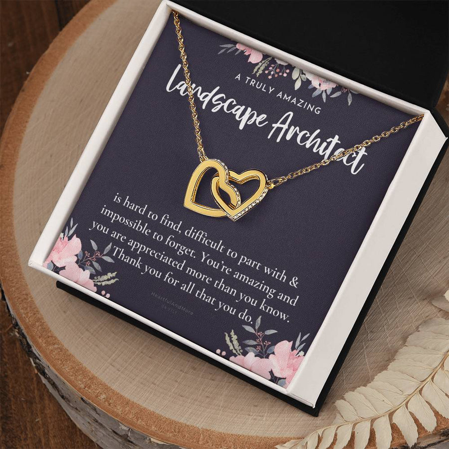 A Truly Amazing Landscape Architect 18K Rose Gold Interlocking Hearts Necklace Jewelry Appreciation Gift for Landscape Designer