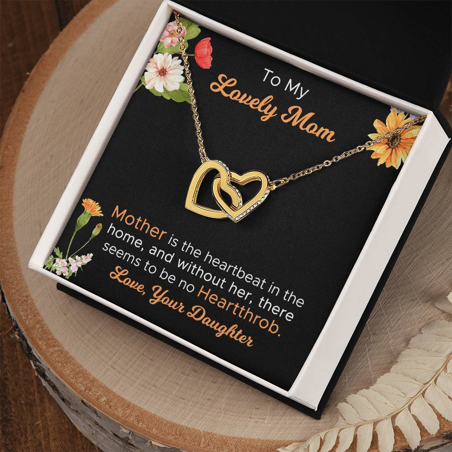 Lovely Mom, Center of Our Family 18K Rose Gold Interlocking Hearts Necklace Jewelry Sentimental Gift for Mom Mother’s Day