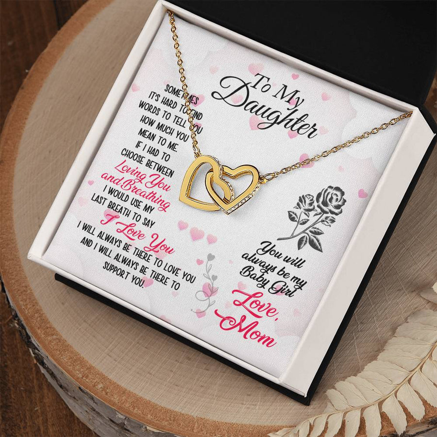 Find Words To Tell You How Much You Mean To Me 18K Rose Gold Interlocking Hearts Necklace Jewelry – Beautiful Birthday Gift for Daughter