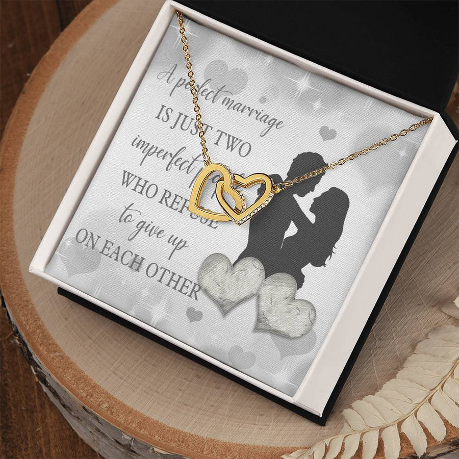 Refuse To Give Up On Each Other 18K Rose Gold Interlocking Hearts Necklace Jewelry – Special Wedding Anniversary Gift