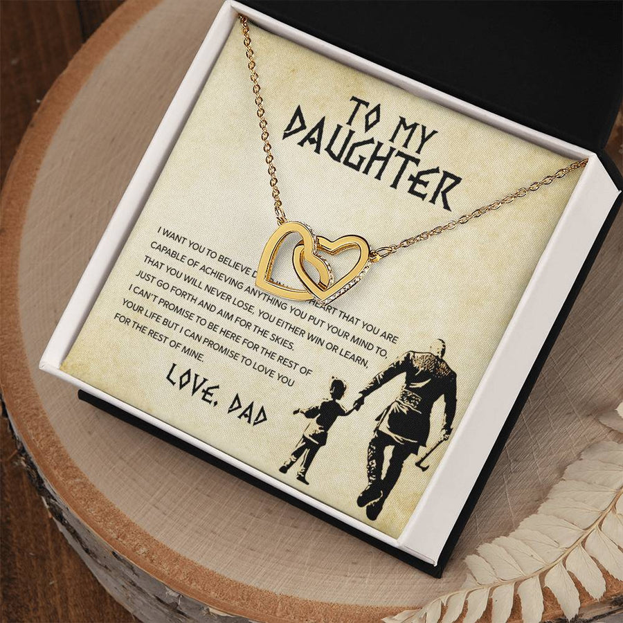 Aim for the Skies My Daughter 18K Rose Gold Interlocking Hearts Necklace Jewelry Encouragement Gift for Daughter from Dad Graduation