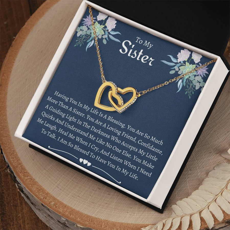 Sister of My Soul, Friend of My Heart 18K Rose Gold Interlocking Hearts Necklace Jewelry Heartfelt Gift for Sister Friendship Day
