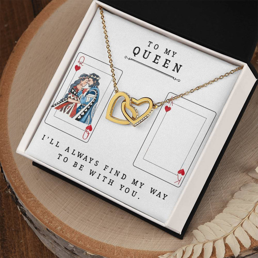 Find My Way To Be With You Always 18K Rose Gold Interlocking Hearts Necklace Jewelry Special Gift for Wife Anniversary