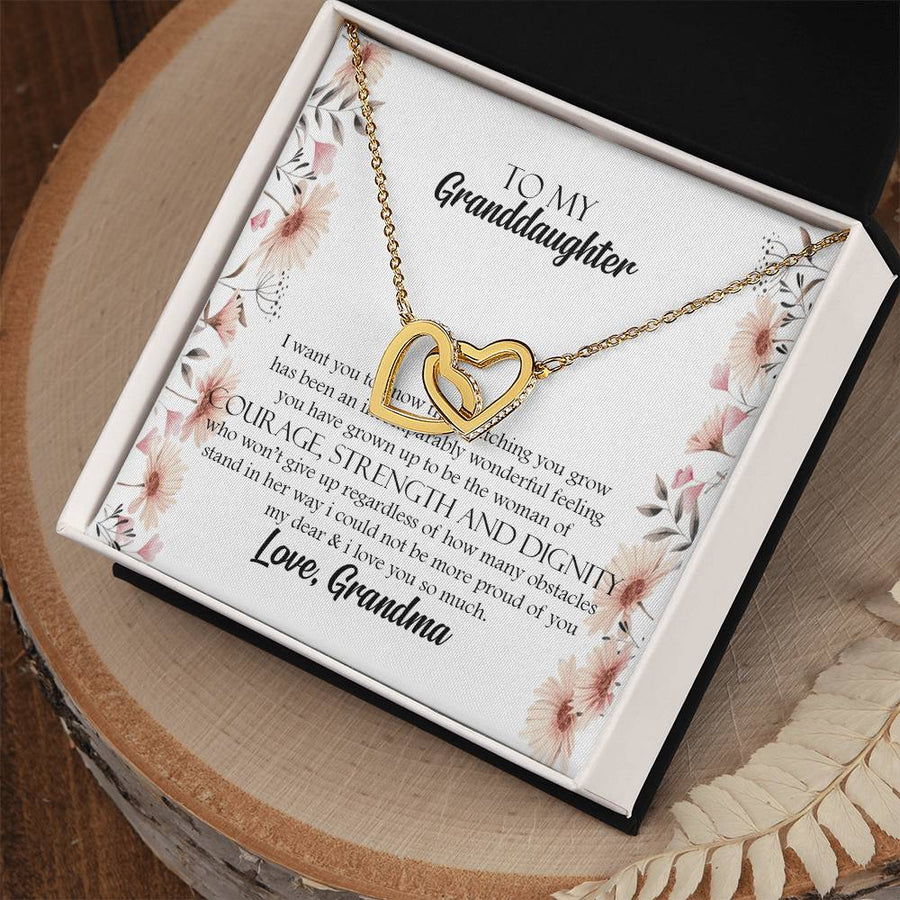 Watching You Grow Has Been An Incomparably Wonderful Feeling 18K Rose Gold Interlocking Hearts Necklace Jewelry – Beautiful Gift for Granddaughter from Grandma