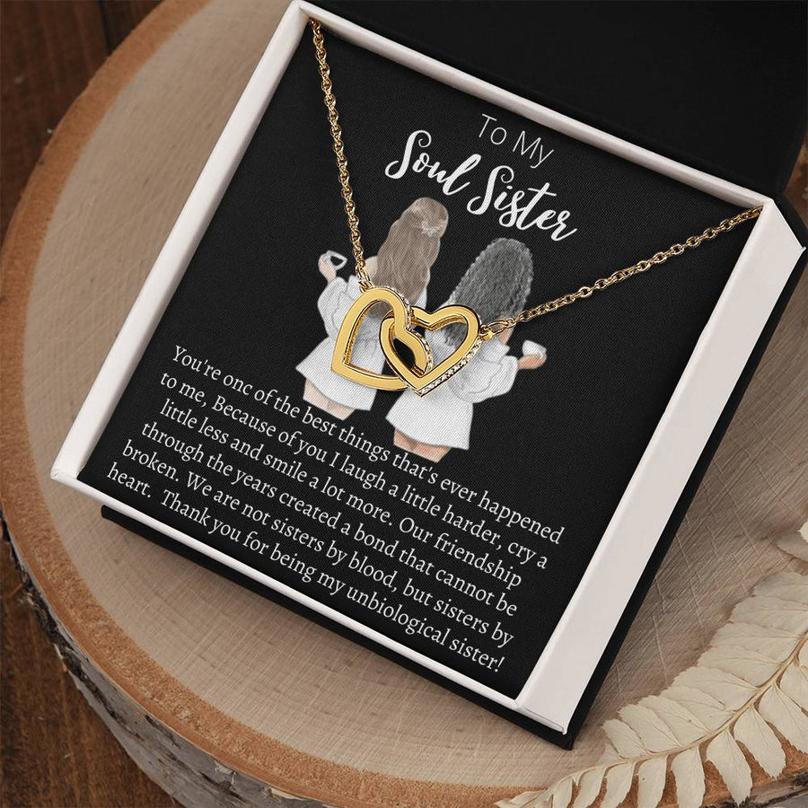 Not Sisters by Blood But Sisters by Heart 18K Rose Gold Interlocking Hearts Necklace Jewelry Perfect Gift for Soul Sister Birthday