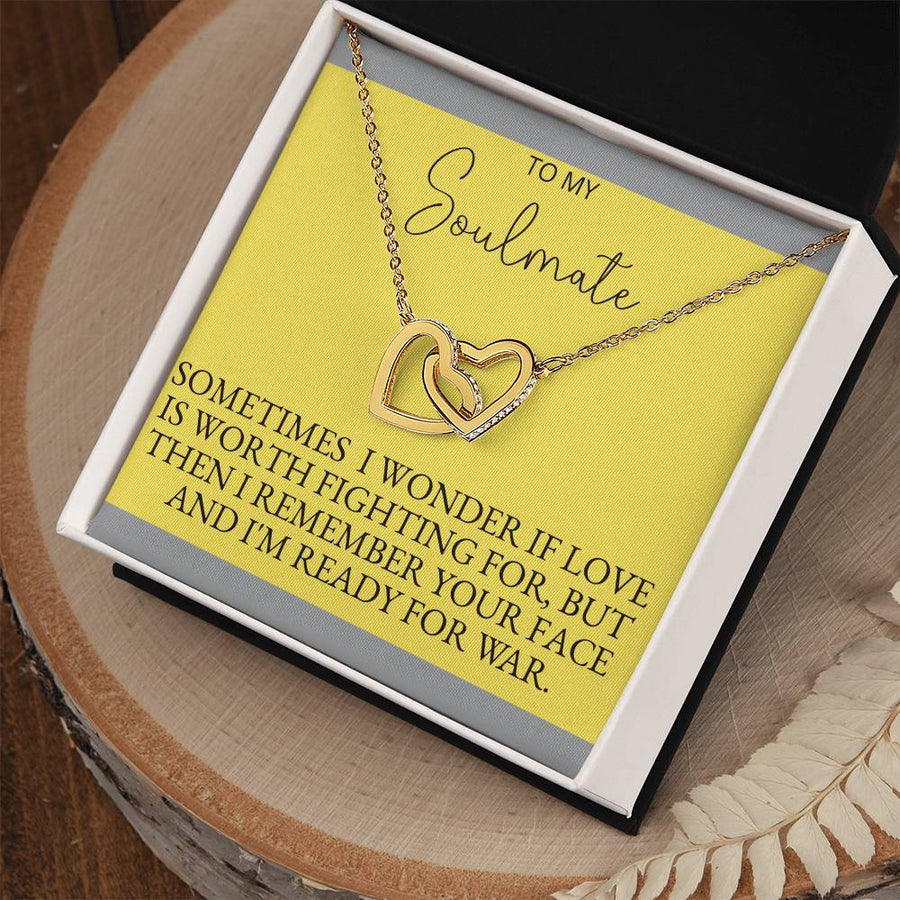 Sometimes I Wonder If Love Is Worth Fighting For 18K Rose Gold Interlocking Hearts Necklace Jewelry Romantic Gift for Wife Anniversary