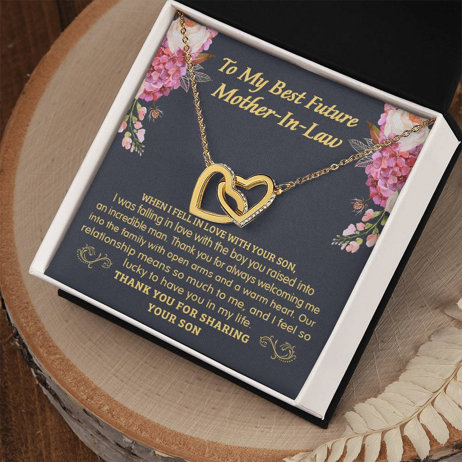 You Raised Into An Incredible Man 18K Rose Gold Interlocking Hearts Necklace Jewelry – Gift for Future Mother-In-Law from Girlfriend