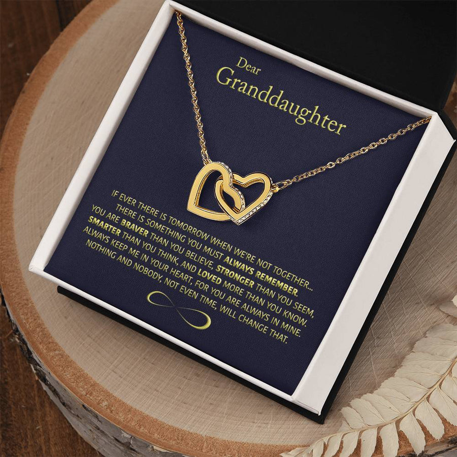 You Are Braver Than You Believe Stronger Than You Seem 18K Rose Gold Interlocking Hearts Necklace Jewelry Beautiful Gift for Granddaughter