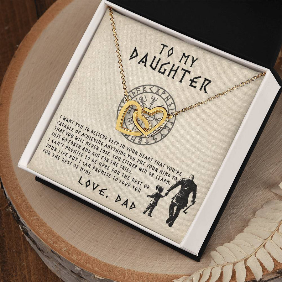 You Will Never Lose You Either Win Or Learn 18K Rose Gold Interlocking Hearts Necklace Jewelry Beautiful Gift for Daughter Birthday