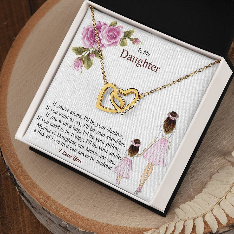 If You Want to Cry I'll Be Your Shoulder 18K Rose Gold Interlocking Hearts Necklace Jewelry Perfect Gift for Daughter Birthday from Mom