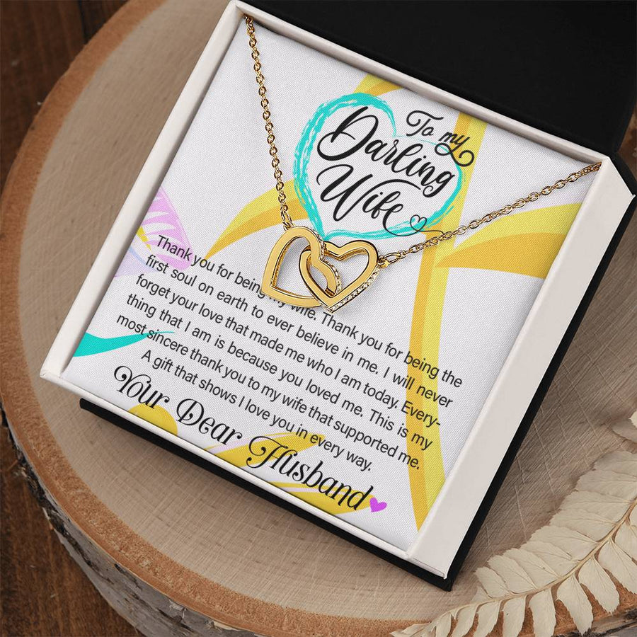 Thank You To My Wife That Supported Me 18K Rose Gold Interlocking Hearts Necklace Jewelry Perfect Anniversary Gift for Wife from Husband