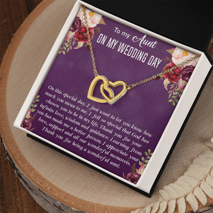 You Know How Much You Mean To Me 18K Rose Gold Interlocking Hearts Necklace Jewelry Beautiful Wedding Gift for Aunt