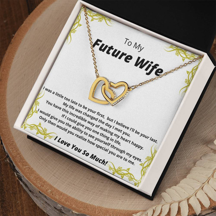 My Life Was Changed The Day I Met You 18K Rose Gold Interlocking Hearts Necklace Jewelry – Romantic Gift for Future Wife from Fiancé