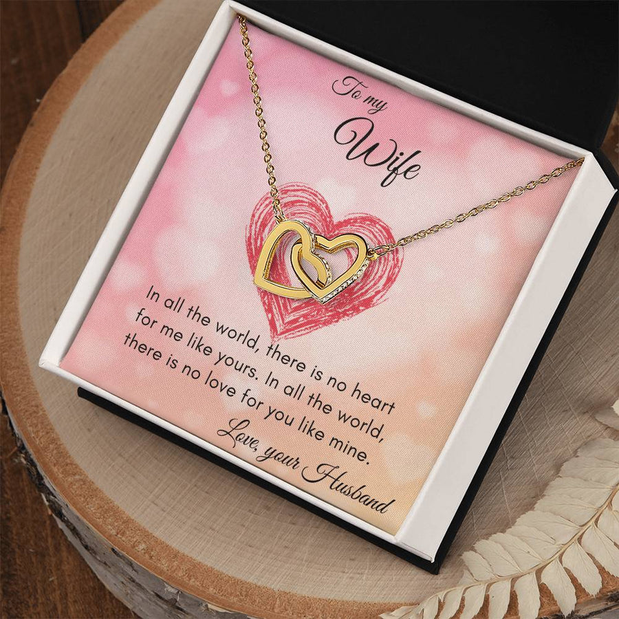 No Heart for Me Like Yours 18K Rose Gold Interlocking Hearts Necklace Jewelry Romantic Gift for Wife Anniversary