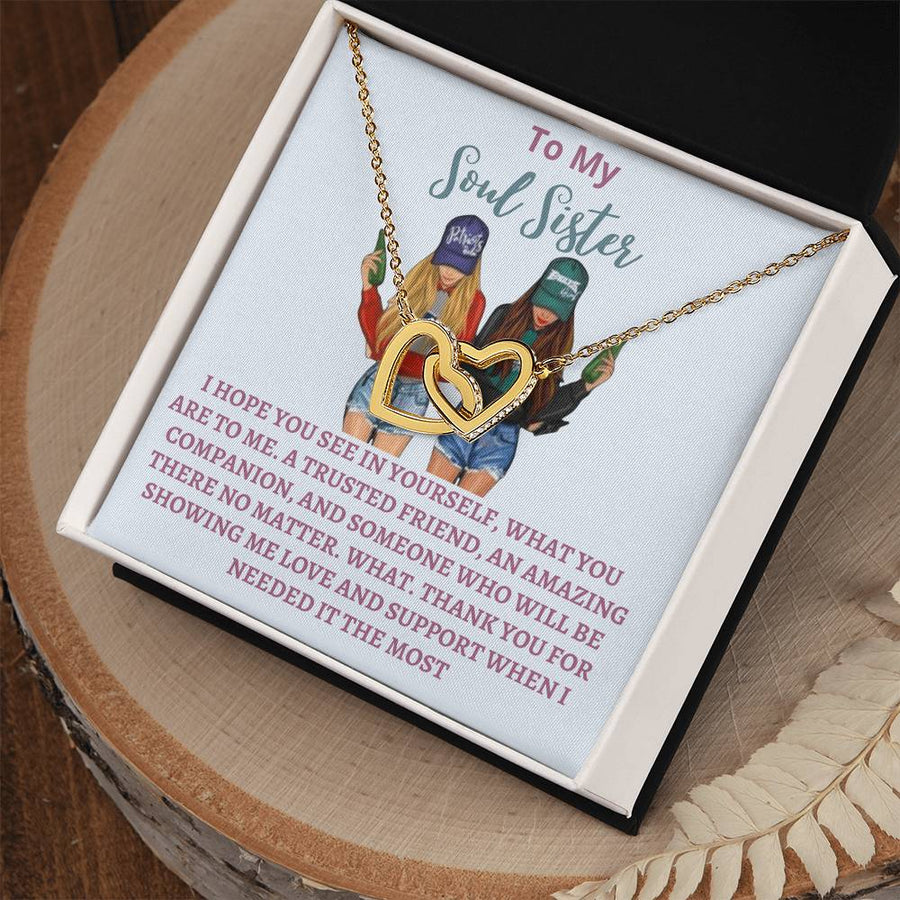 Trusted Friend Amazing Companion Always There 18K Rose Gold Interlocking Hearts Necklace Jewelry Special Gift for Soul Sister Birthday