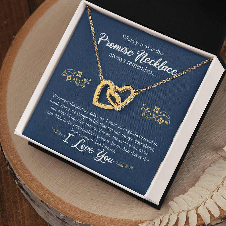 I Want Us To Go Hand In Hand 18K Rose Gold Interlocking Hearts Necklace Jewelry Romantic Gift for Girlfriend Anniversary