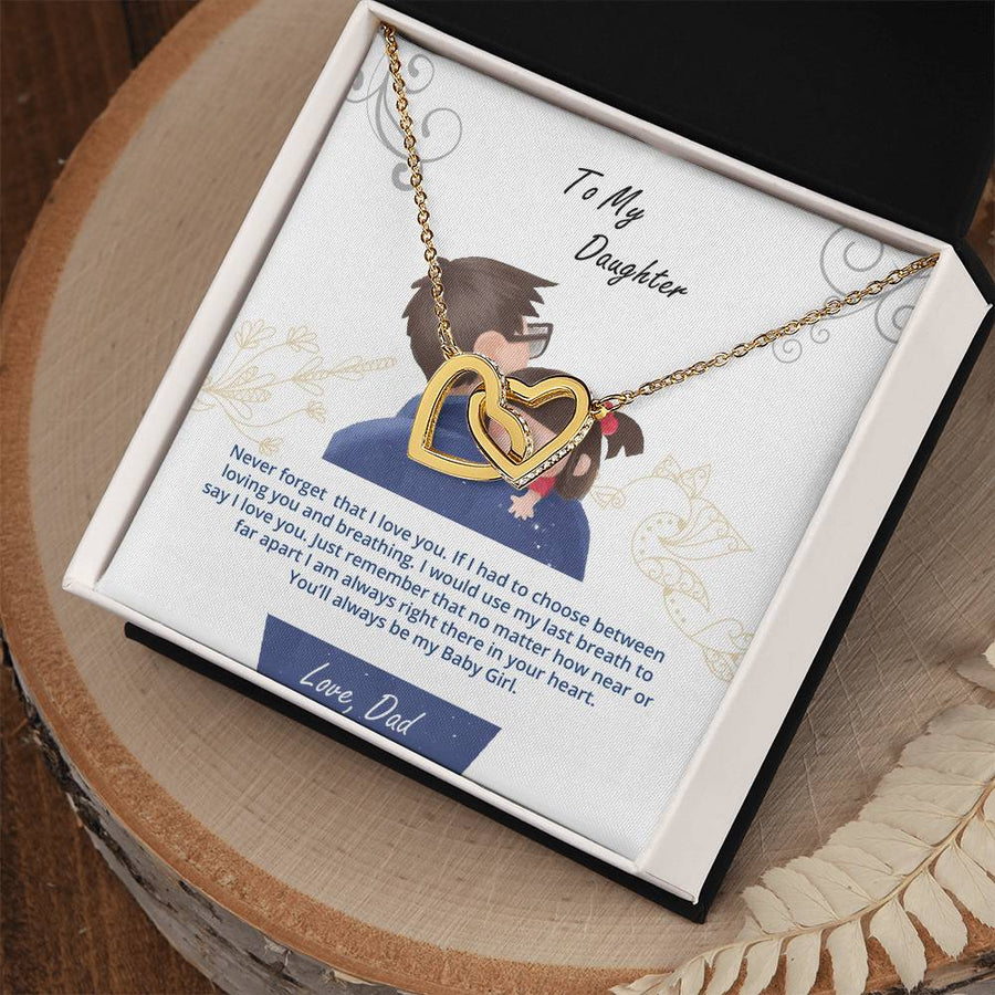 You’ll Always Be My Baby Girl Love Dad 18K Rose Gold Interlocking Hearts Necklace Jewelry Unique Daddy Daughter Gift