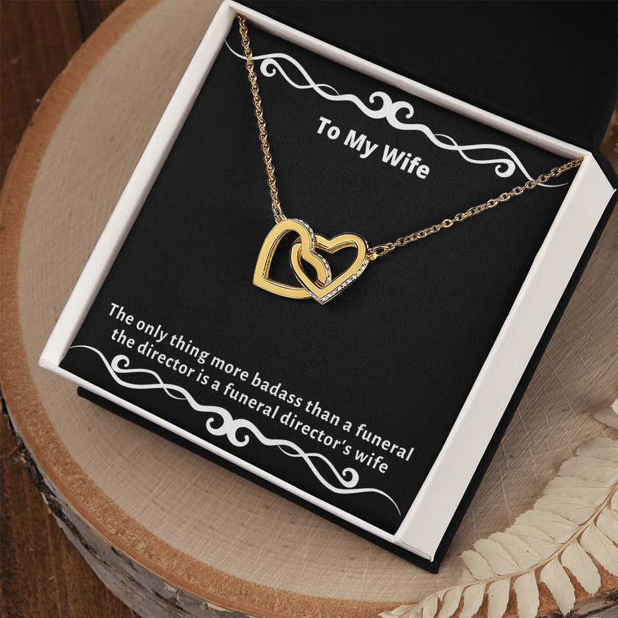 More Badass Than A Funeral Director Is His Wife 18K Rose Gold Interlocking Hearts Necklace Jewelry Unique Gift for Wife Birthday