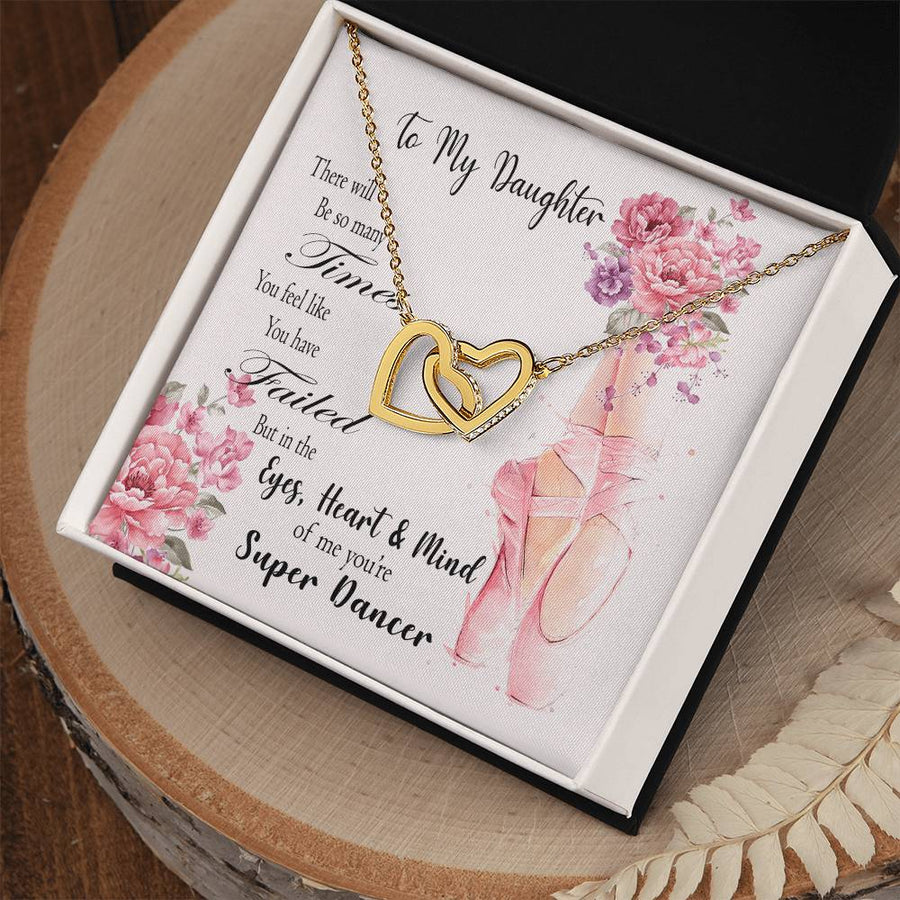 You’re A Super Dancer 18K Rose Gold Interlocking Hearts Necklace Jewelry Beautiful Gift for Dancing Daughter Birthday