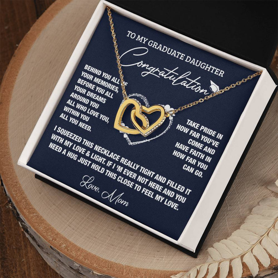 Memories Before You All Your Dreams 18K Rose Gold Interlocking Hearts Necklace Jewelry – Graduation Gift for Daughter from Mom