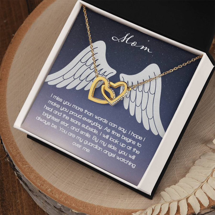 Missing You More Than Words Can Say Mom Interlocking Hearts Necklace Jewelry Sentimental Remembrance Gift