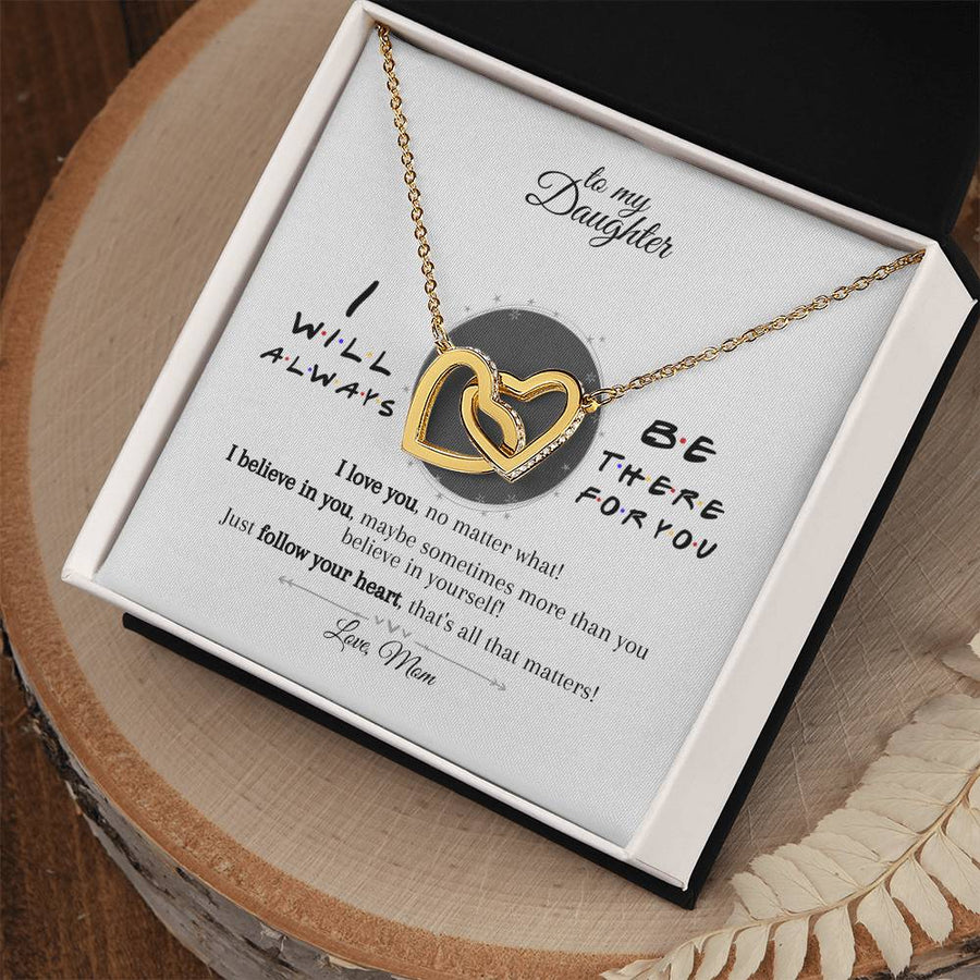 Your Heart That's All That Matters 18K Rose Gold Interlocking Hearts Necklace Jewelry – Inspirational Gift for Daughter