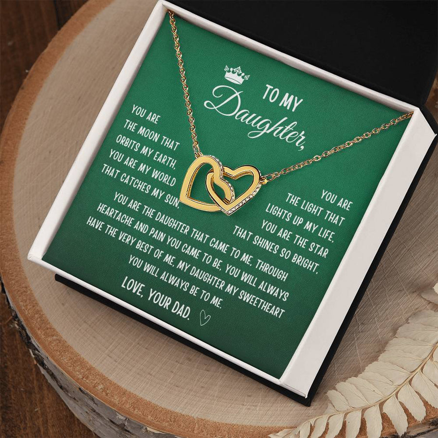 Lights Up My Life Star That Shines So Bright 18K Rose Gold Interlocking Hearts Necklace Jewelry Special Gift for Daughter Birthday from Dad