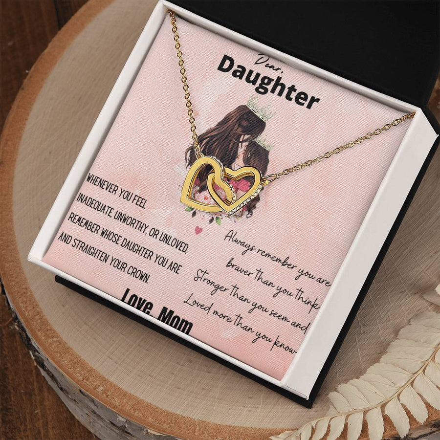 You Are And Straighten Your Crown 18K Rose Gold Interlocking Hearts Necklace Jewelry Motivational Gift for Daughter from Mom