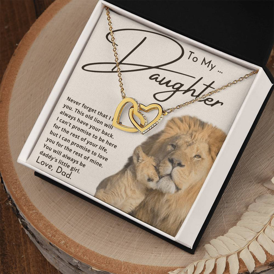 This Old Lion Will Always Have Your Back 18K Rose Gold Interlocking Hearts Necklace Jewelry – Protective Gift for Daughter