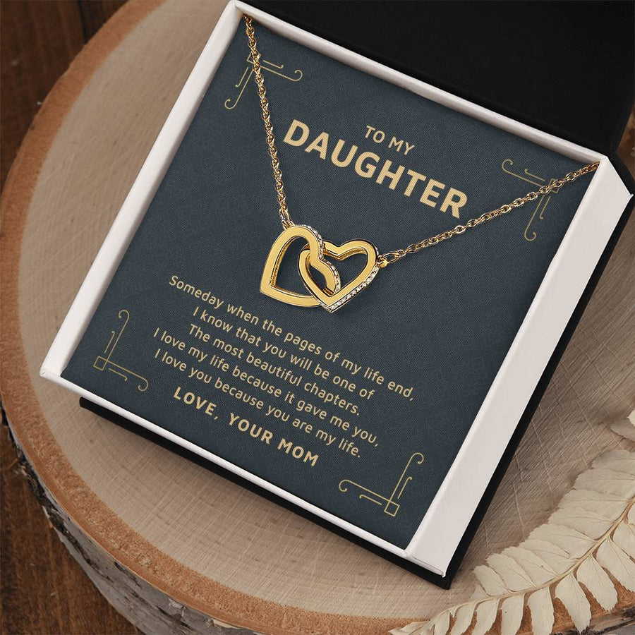 Because It Gave Me You 18K Rose Gold Interlocking Hearts Necklace Jewelry Beautiful Gift for Daughter Birthday from Mom