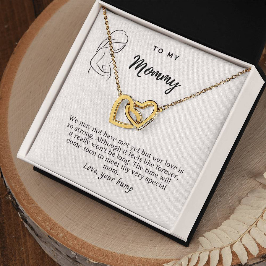 Our Love Is So Strong Already Mommy 18K Rose Gold Interlocking Hearts Necklace Jewelry Special Gift for Expecting Mom