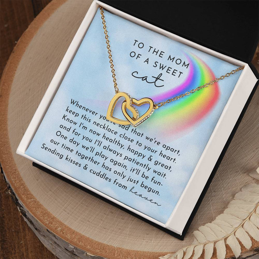 Our Time Together Has Only Just Begun 18K Rose Gold Interlocking Hearts Necklace Jewelry Rainbow Bridge Cat Memorial Gift