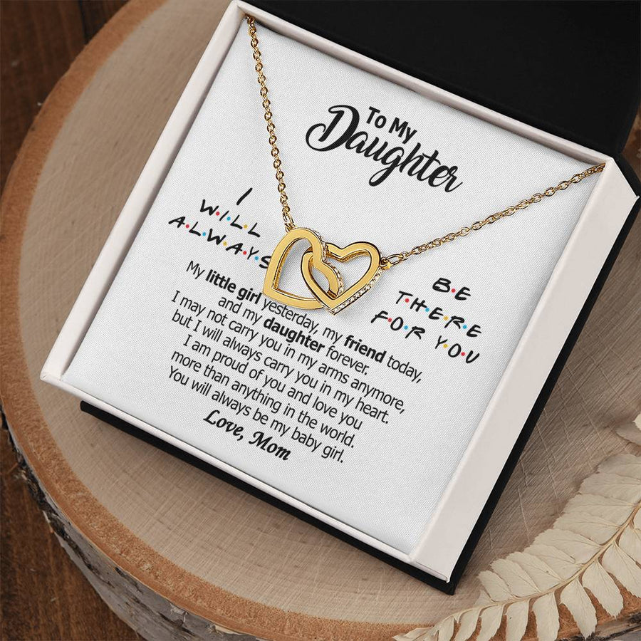 You Will Always Be My Baby Girl 18K Rose Gold Interlocking Hearts Necklace Jewelry – Meaningful Daughter Birthday Gift