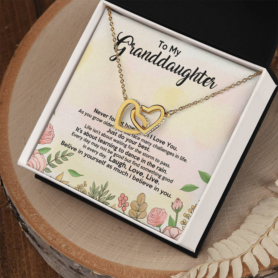 Believe In Yourself As Much As I Believe In You 18K Rose Gold Interlocking Hearts Necklace Jewelry – Perfect Granddaughter Gift from Grandma
