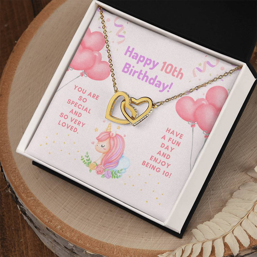 You Are So Special And So Very Loved 18K Rose Gold Interlocking Hearts Necklace Jewelry – Beautiful 10th Birthday Gift for Daughter from Mom