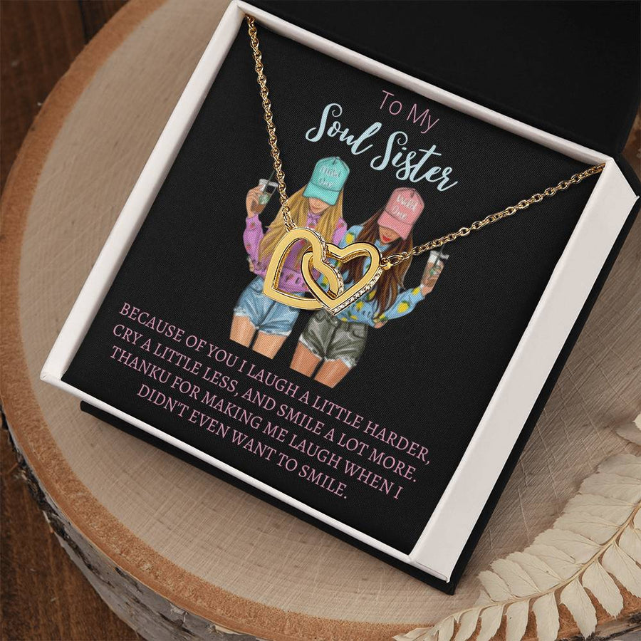 Making Me Laugh When I Didn’t Even Want to Smile 18K Rose Gold Interlocking Hearts Necklace Jewelry Perfect Gift for Soul Sister Birthday