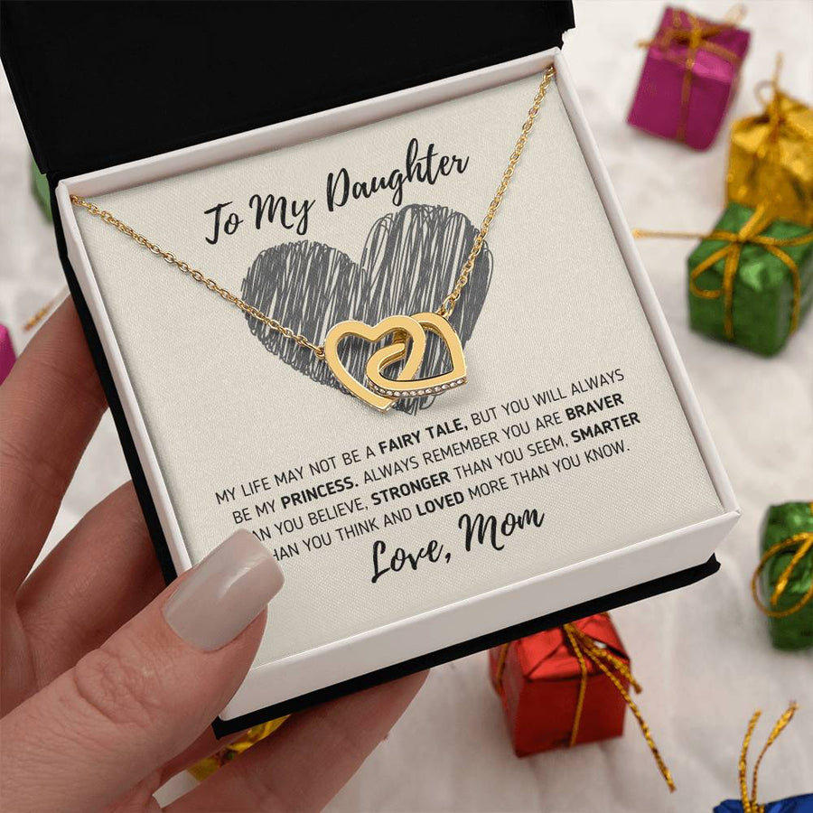 Stronger Than You Seem Smarter Than You Think 18K Rose Gold Interlocking Hearts Necklace Jewelry Special Gift for Daughter Birthday from Mom