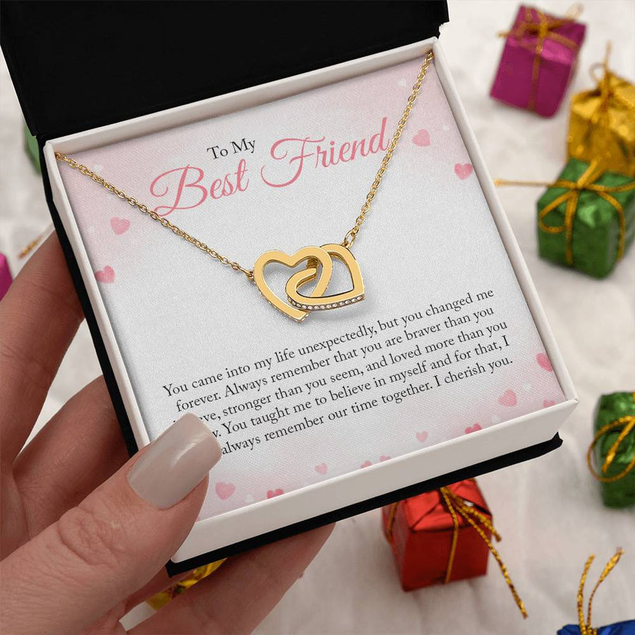 You Changed Me Forever 18K Rose Gold Interlocking Hearts Necklace Jewelry – Beautiful Best Friend Gift