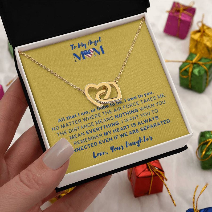 When You Mean Everything 18K Rose Gold Interlocking Hearts Necklace Jewelry – Special Air Force Daughter Gift for Mom