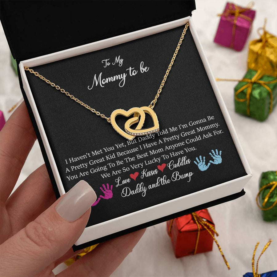 I Have A Pretty Great Mommy 18K Rose Gold Interlocking Hearts Necklace Gift for Mommy To Be from Daddy and the Bump