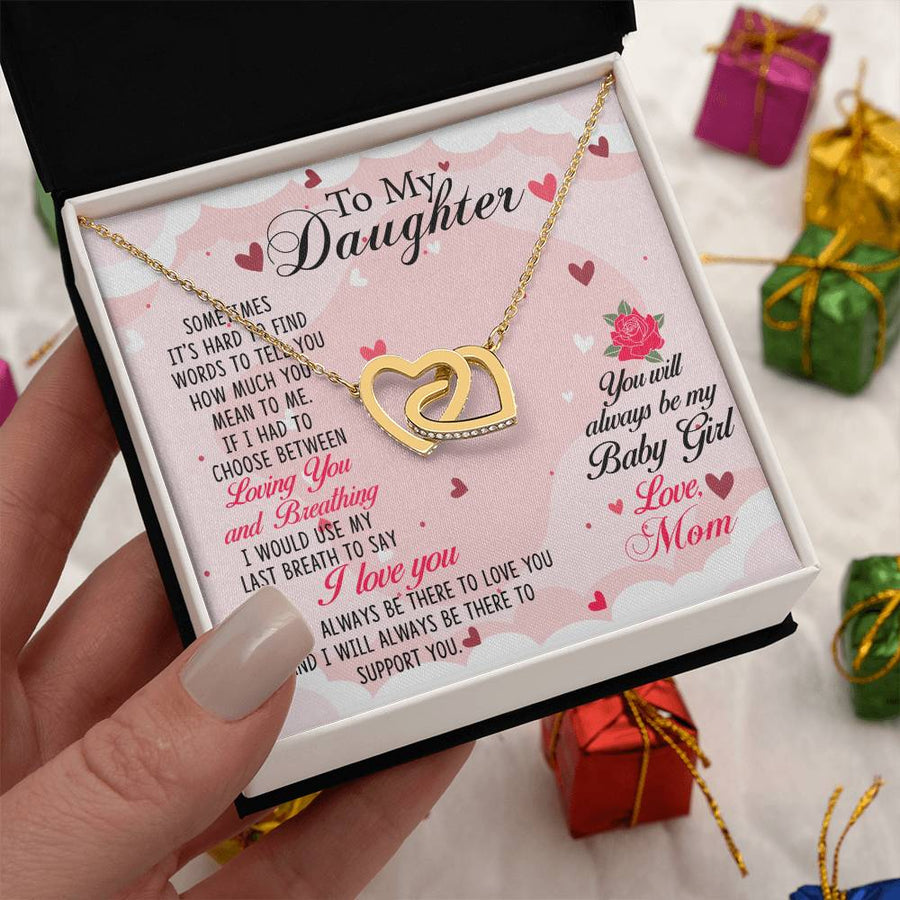 Tell You How Much You Mean 18K Rose Gold Interlocking Hearts Necklace Jewelry Beautiful Gift for Daughter Birthday from Mom