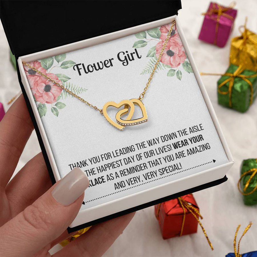 Amazing And Very Very Special 18K Rose Gold Interlocking Hearts Necklace Jewelry – Unique Gift For Flower Girl