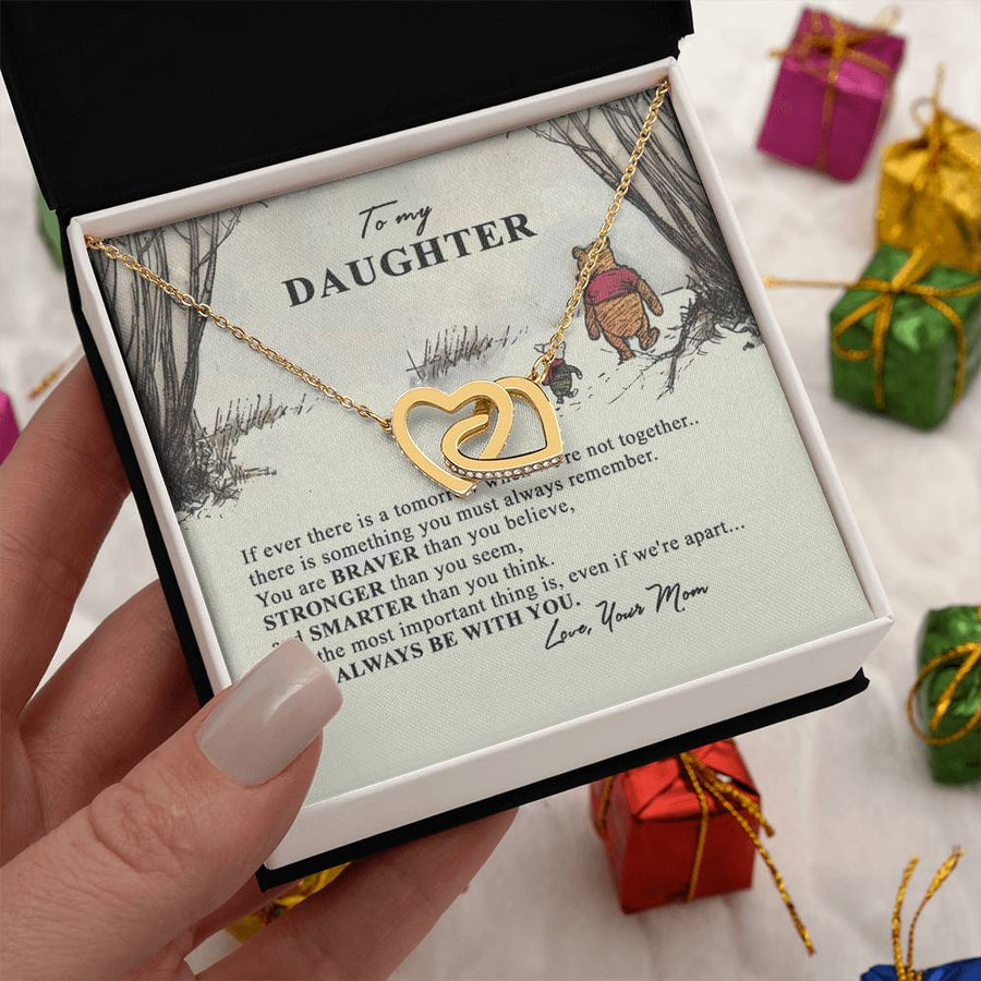 I’ll Always Be With You Love Your Mom 18K Rose Gold Interlocking Hearts Necklace Jewelry – Beautiful Birthday Gift for Daughter