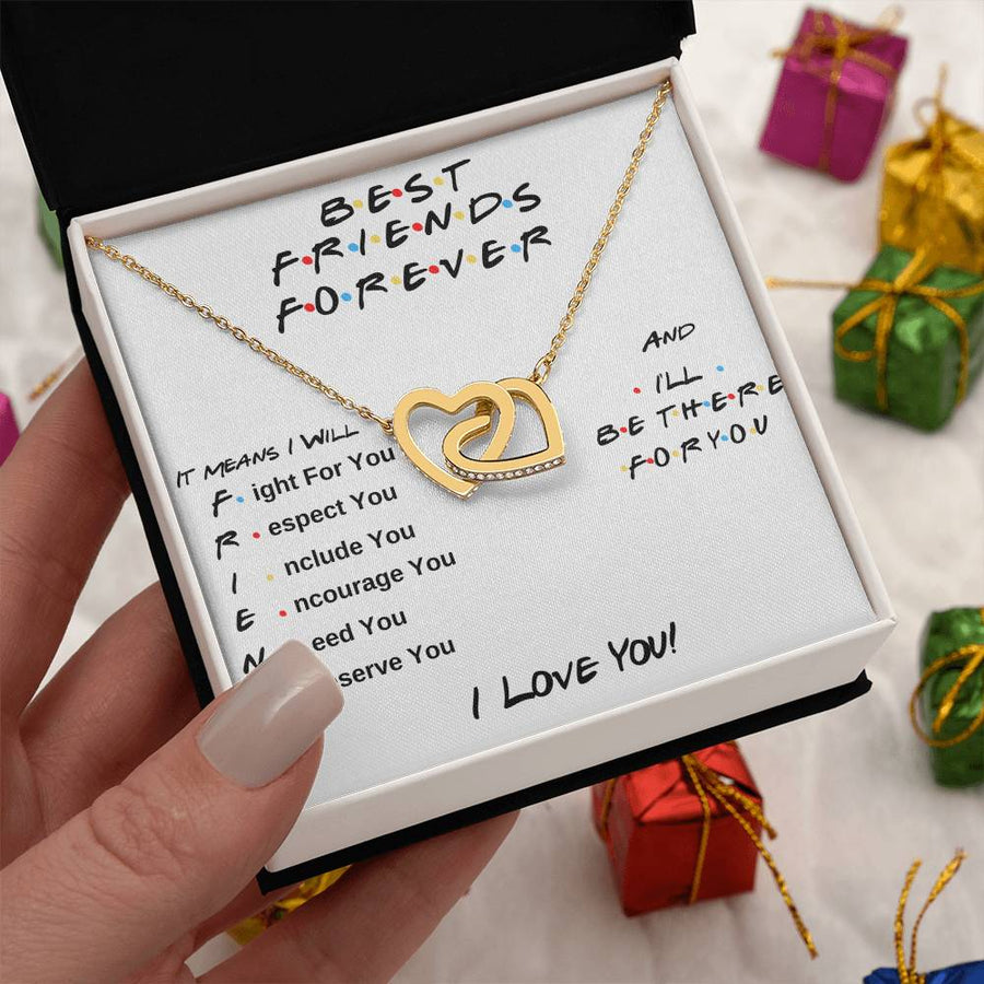 You Best Friends Forever 18K Rose Gold Interlocking Hearts Necklace Jewelry Special Gift for Bestie Birthday