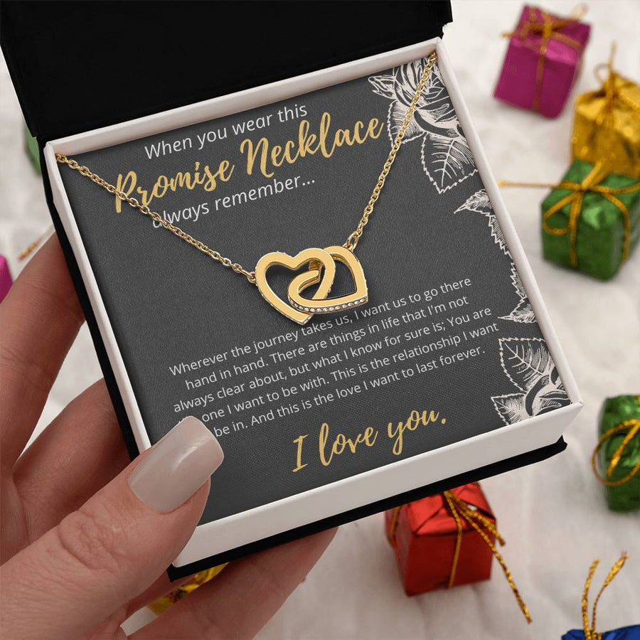 You Are The One I Want To Be With 18K Rose Gold Interlocking Hearts Necklace Jewelry – Special Birthday Gift for Her from Boyfriend